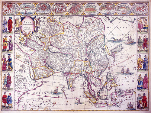 Vintage Dutch Map of Asia Destination Guides for Asia - food, hotels, hostels, things to do