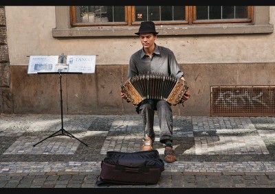 accordion player in the old town of Prague, Czech Republic
