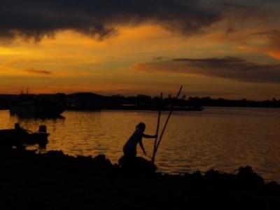 fishing in Peru sunset